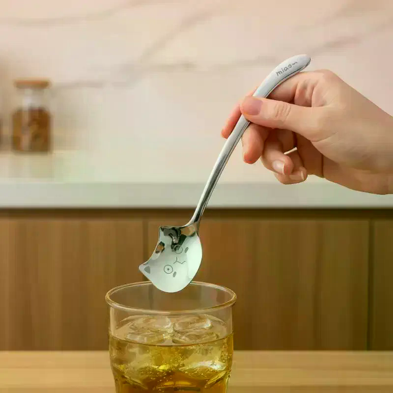 Coffee Tea Uses - Stainless Steel Cute Cat Spoon Food