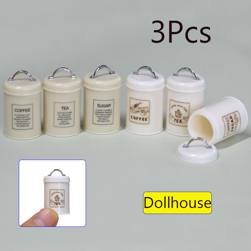 Coffee Tea Bottle - 3Pcs Miniature Dollhouse Mini Food/Tea/Coffee Cans