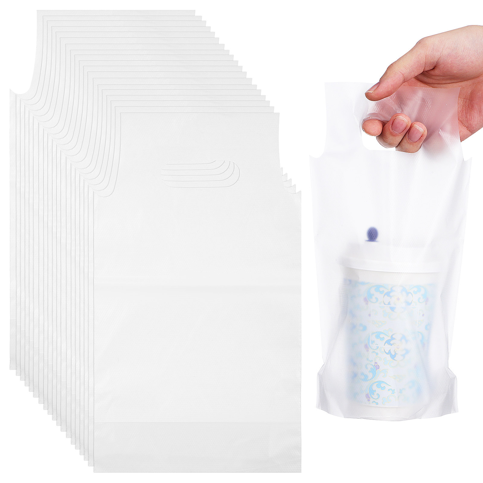Coffee Tea Drink - 500Pcs Versatile Clear Drink Carrier Bags
