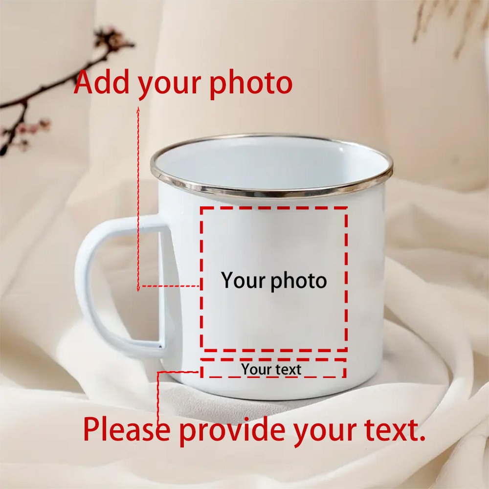 Coffee Tea Name - Personlalized Photo and Name 12oz Enamel