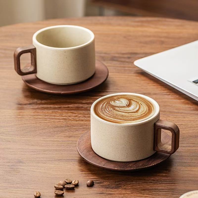 Coffee Tea Uses - Retro Ceramic Coffee Mug with Saucer