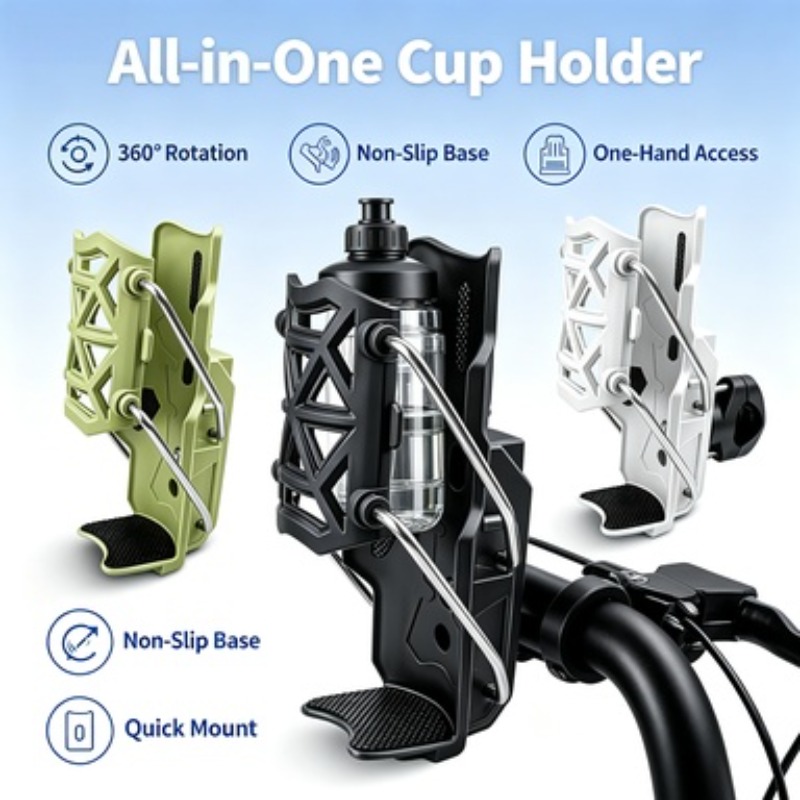 Coffee Tea Bottle - Quick Install Adjustable Cup Holder 360