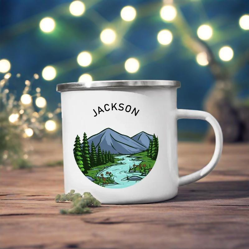 Custom Name Camping Enamel Mug - огляд і ціна Coffee Tea Name